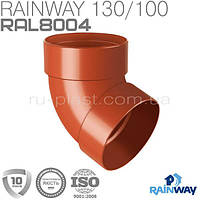 Отвод трубы двухмуфтовый 67° кирпичный RAINWAY 100мм