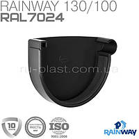 Заглушка желоба правая графитовая RAINWAY 130мм