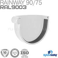 Заглушка желоба левая белая RAINWAY 90мм