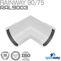 Угол желоба внутренний 90° белый RAINWAY 90мм