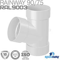 Тройник трубы 67° белый RAINWAY 75мм