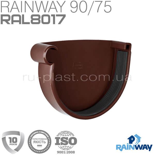 Заглушка ринви ліва коричнева RAINWAY 90мм