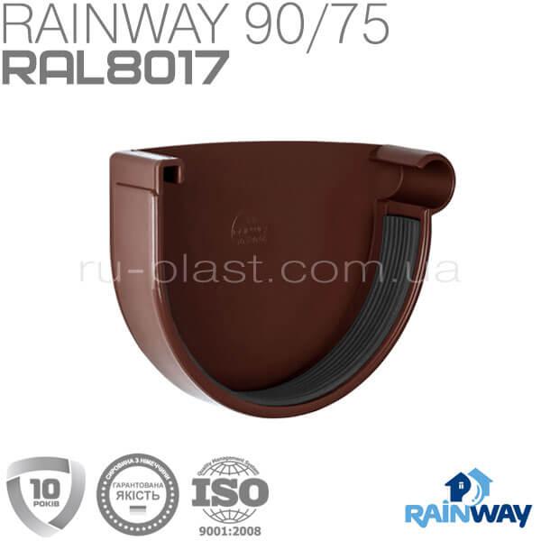 Заглушка ринви права коричнева RAINWAY 90мм