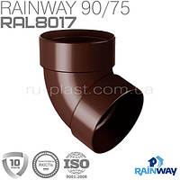 Відведення труби двомуфтове 67° коричневе RAINWAY 75мм