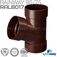 Тройник трубы 67° коричневый RAINWAY 75мм