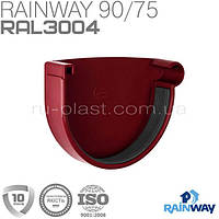 Заглушка желоба правая красная RAINWAY 90мм