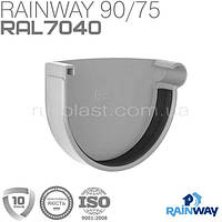 Заглушка желоба правая серая RAINWAY 90мм