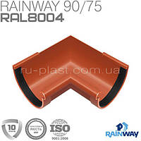 Угол желоба внутренний 90° кирпичный RAINWAY 90мм