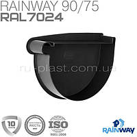 Заглушка воронки левая графитовая RAINWAY 90мм