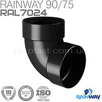 Отвод трубы двухмуфтовый 87° графитовый RAINWAY 75мм