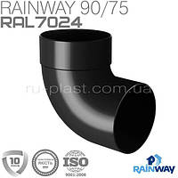 Отвод трубы одномуфтовый 87° графитовый RAINWAY 75мм