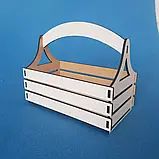 Кошичок - кашпо - ящик подарунковий для квітів білий з ручкою, фото 2