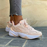 Кроссовки женские Nike M2K Tekno Beige бежевые кожаные найк повседневные весна осень стильные