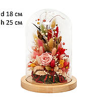 Декоративная композиция Maison Decor "Цветочная феерия в стеклянной колбе"; d 18 см h 25 см