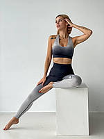 Женский фитнес костюм, леггинсы и топ, серого цвета FS1650