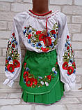 Костюм - вишиванка "Лугові квіти" блуза і спідниця на зріст 98-146см, фото 5
