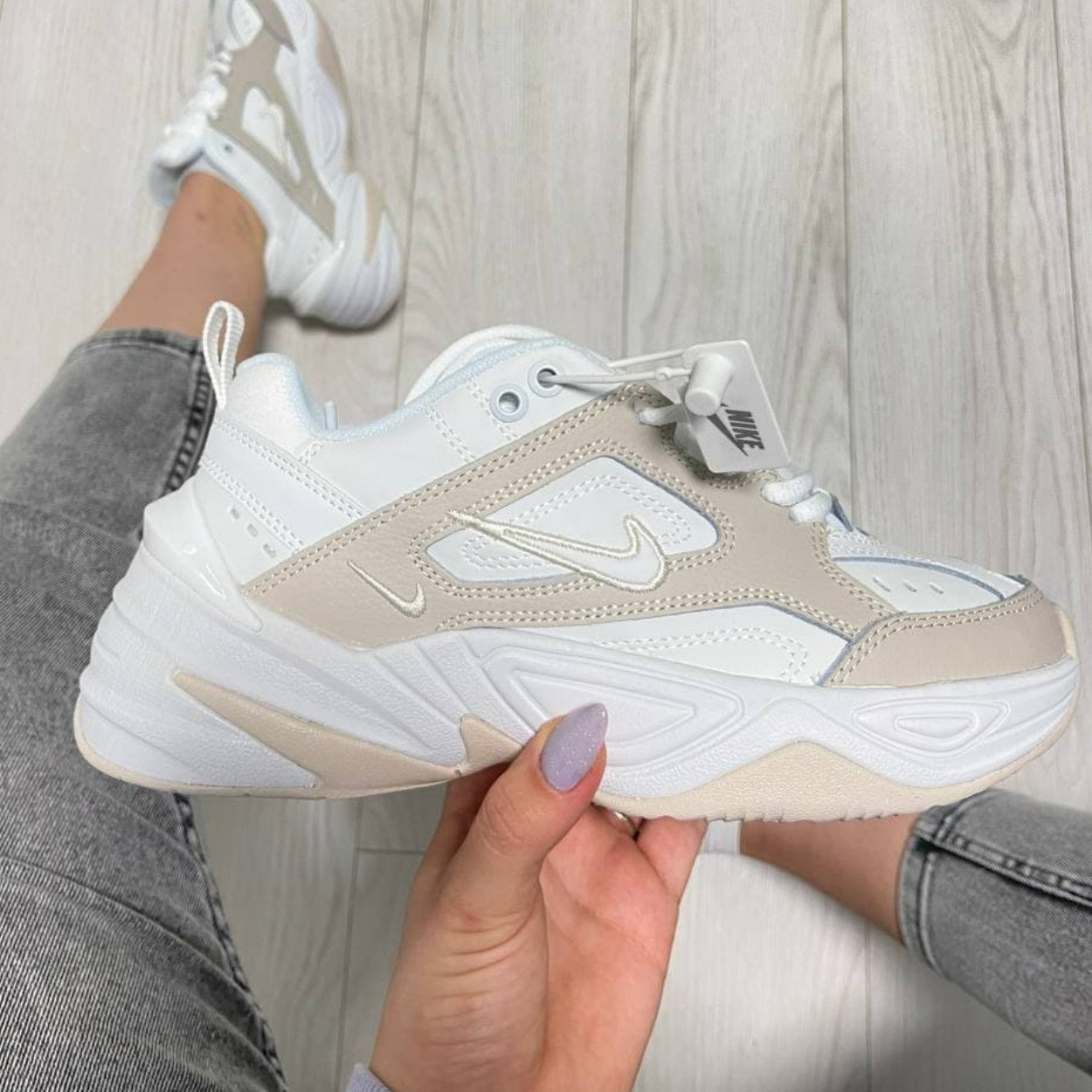 Кросівки жіночі Nike M2K Tekno summit white шкіряні білі найк повсякденні весна осінь стильні, фото 1