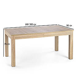 Обідній розсувний прямокутний стіл Halmar Seweryn 160-300х90 см дуб сонома для вітальні на чотирьох ніжках