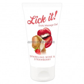 Масажний гель Lick It Sparkling Wine and Strawberry, 50 мл