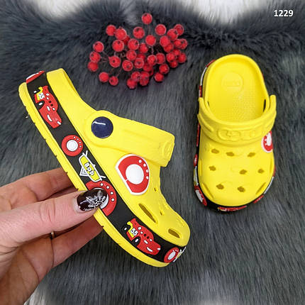 Крокси сабо дитячі для хлопчика жовті з машинкою Dago Style р-р 24-32, фото 1