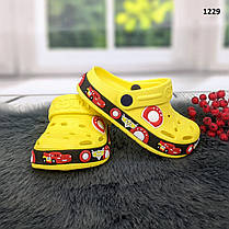 Крокси сабо дитячі для хлопчика жовті з машинкою Dago Style р-р 24-32, фото 3