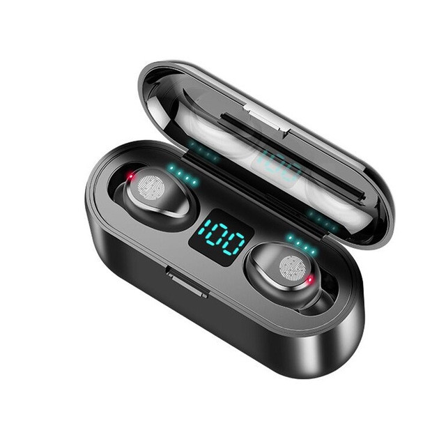 Безпровідні Bluetooth сенсорні навушники Amoi F9 Black з зарядним кейсом