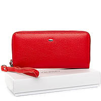 Женский удобный кожаный кошелек-клатч DR. BOND красный, кошелек женщине из натуральной кожи на молнии