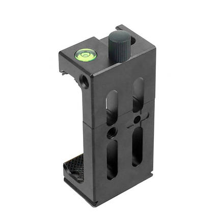 Тримач для телефону на штатив з затиском від 6-9 см. з холодним черевиком і водним рівнем, фото 2