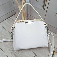 Белая сумка кросс-боди небольшая сумочка через плечо стильная кожзам