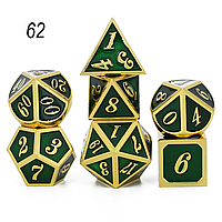 Металлические дайсы, кубы, для настольных ролевых игр D&D, Pathfinder (16 расцветок!) Зелёный + Золотой