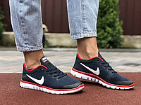 Кроссовки женские Nike Free Run 3.0 темно синие с белым \ красные