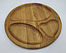 Кругла дубова дошка-менажниця для подачі на 3 секції Ø29.5 см – стильна дерев'яна тарілка ручної роботи, фото 2