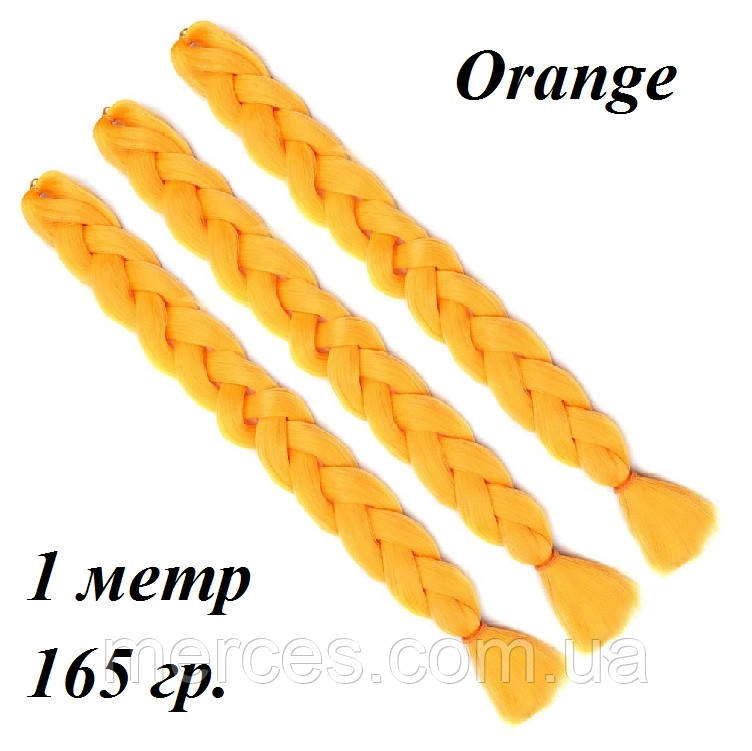 Канекалон довгий 100 см Жовтогарячий однотонний коса 100 ± 5 см Вага 165 ± 5 г Термостійкий Orange100