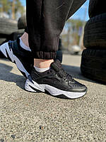 Женские кроссовки Nike M2K Tekno Black черные кожаные найк повседневные весна осень стильные