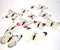 Декоративные бабочки на магните и липучке 12шт белые