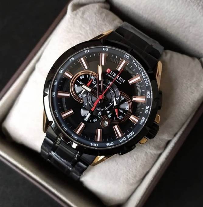 Сталевий класичний годинник із металевим ремінцем, Сталевий наручний годинник, фото 1