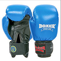 Боксерские перчатки BOXER 10 оz кожа Profi синие