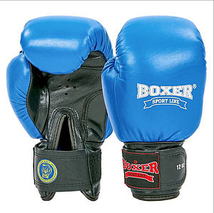 Боксерські рукавички 10 оz шкіра Profi, синій BOXER