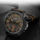 Чоловічий класичний кварцевий шкіряний наручний годинник, чоловічий наручний годинник незвичайні стильні коричневі, фото 8