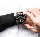 Чоловічий класичний кварцевий шкіряний наручний годинник, чоловічий наручний годинник незвичайні стильні коричневі, фото 2