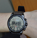 Чоловічий класичний кварцевий шкіряний наручний годинник, чоловічий наручний годинник незвичайні стильні коричневі, фото 4