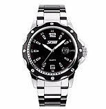 Гарний класичний срібний годинник, Металевий чоловічий годинник, фото 5