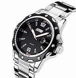 Гарний класичний срібний годинник, Металевий чоловічий годинник, фото 2