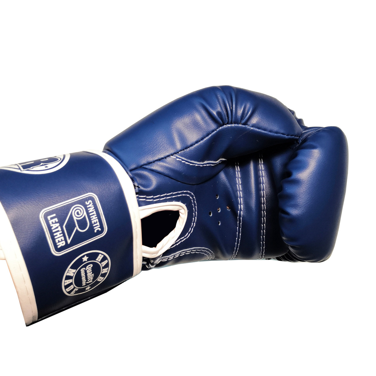 Боксерские перчатки BOXER 8 оz кожвинил Элит ШИРОКИЙ МАНЖЕТ синие - фото 3 - id-p1573884881