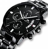 Сталевий годинник із металевим браслетом, Класичний годинник металевий чорний, фото 3