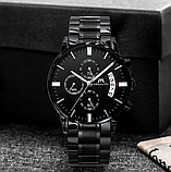 Сталевий годинник із металевим браслетом, Класичний годинник металевий чорний, фото 2