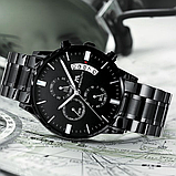 Сталевий годинник із металевим браслетом, Класичний годинник металевий чорний, фото 5