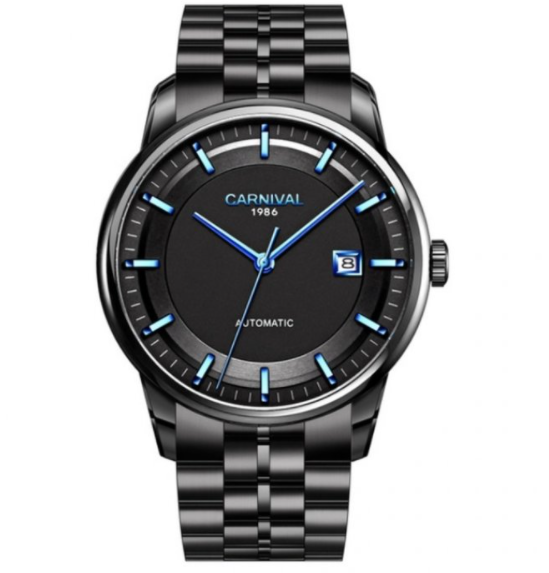 Чоловічий механічний годинник з автоподзаводом, Годинник металеві чорні, фото 1