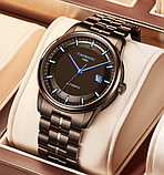 Чоловічий механічний годинник з автоподзаводом, Годинник металеві чорні, фото 6