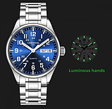 Годинник круглий зі сталевим ремінцем, гарний чоловічий наручний годинник, фото 7